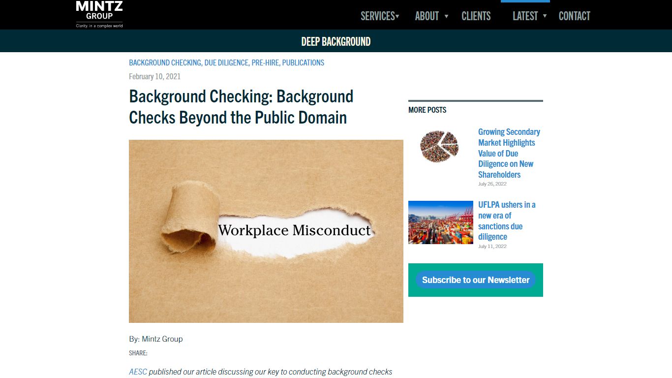 Background Checking: Background Checks Beyond the Public Domain | Mintz ...